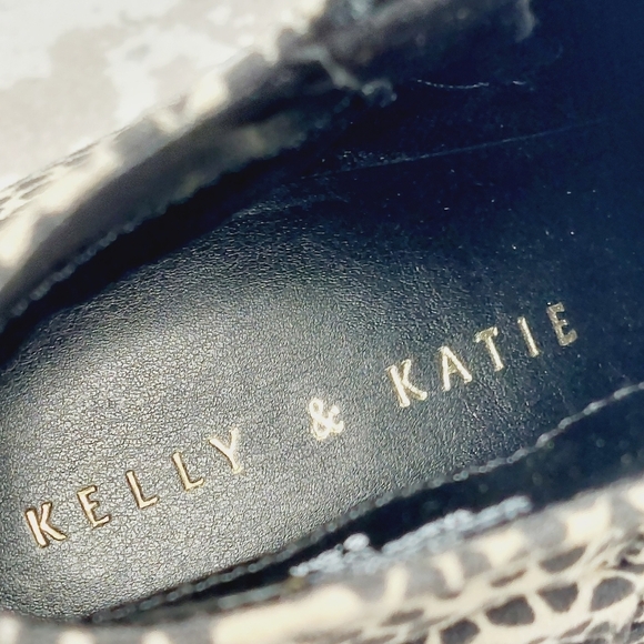 NEW Kelly & Katie Arina Animal Print Black White High Heel Ankle Boots D839 - Picture 10 of 12